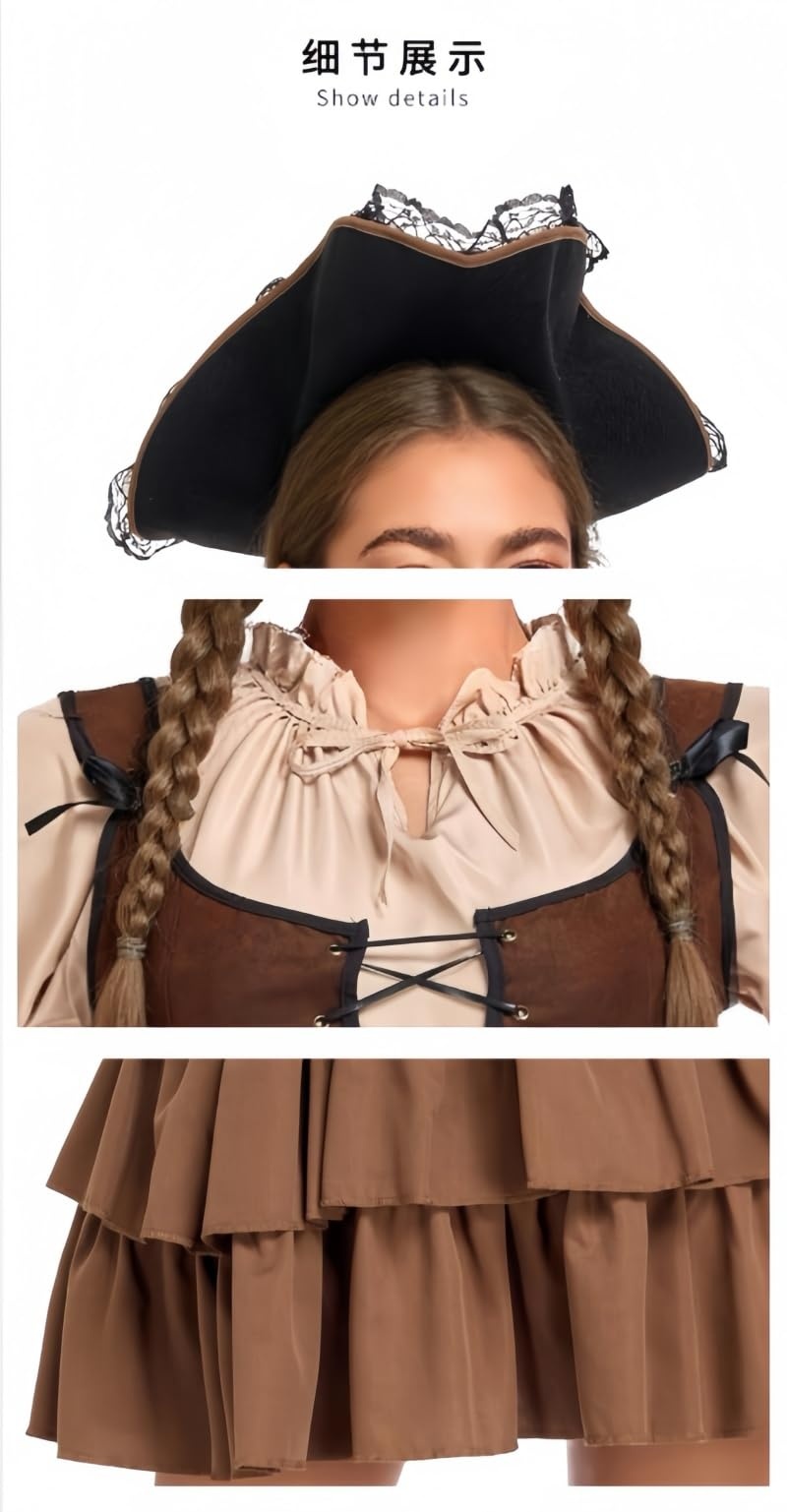 Halloween Women Pirate Costume - Adult Renaissance Medieval Pirate Lady Outfit